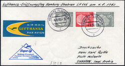 8+20+8 Pf Heuss-ZusDr lgd. Wz. Nachauflage v. UR a. Erstflugbf. ...