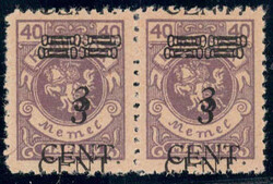 3 C a. 40 M lebh´grauviolett Aufdrucktype II im waagr. Paar m. ...