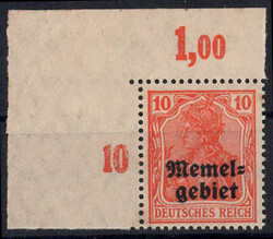 10 Pf gelbl´orange v. Oberrand Platte li.o.Ecke (Feld 1), postfr. ...