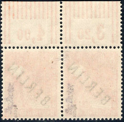 8 Pf Schwarzaufdruck im waagr. OR-Paar Walze m. seltenem PF "R ...