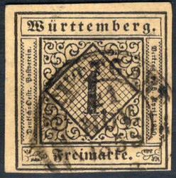 1 Kr schwarz a. altelfenbein, vollrandig zentr. rundgestpl. Luxus ...