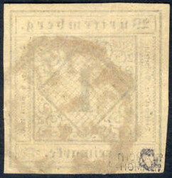 1 Kr schwarz a. altelfenbein, vollrandig zentr. rundgestpl. Luxus ...