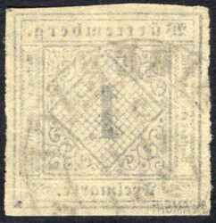 1 Kr schwarz a. altelfenbein, vollrandig rundgestpl. Luxus BIBERACH, ...