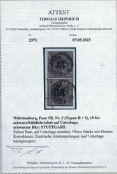 18 Kr schwarz a. bläul´violett im senkr. Typenpaar, je zentr. ...