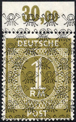 1 RM Ziffer, Netzaufdr., OR, postfr. Luxus m. einwandfreiem FA ...