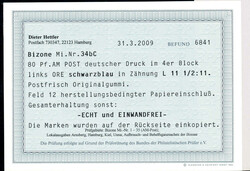 80 Pf dt. Druck im Eck-4er-Bl. li.o., postfr. Luxus (1 Wert ...