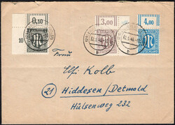 3 Pf AM-Post re.o.Ecke ohne BZN (übl. postalisch beschriftet) m. ZuF ...