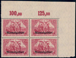 2,50 M lilarot im 4er-Bl. re.o.Ecke Platte unbeschriftet, postfr. ...