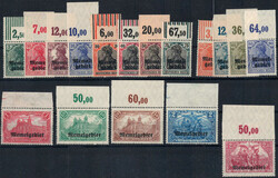 1920 Germania-Überdruck, alle 17 Wte. v. OR Platte bzw. Walze, ...