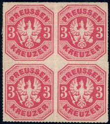 3 Kr lebhaftkarmin, 4er-Bl., ungebr. PrachtAutomatically generated ...