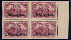 2,50 M bräunl´lila im 4er-Bl. v. re.Rand, postfr. Luxus, je tiefst ...