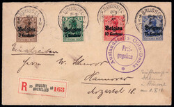 3-25 C Freimarken a. Zensur-R-FDC v. BRÜSSEL 1.X.1914 n. Hannover ...