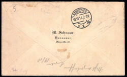 3-25 C Freimarken a. Zensur-R-FDC v. BRÜSSEL 1.X.1914 n. Hannover ...