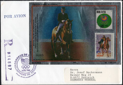 1986 Seoul ´88 numerierter Zinnfolien-Bl. a. gelaufenem R-FDC n. ...