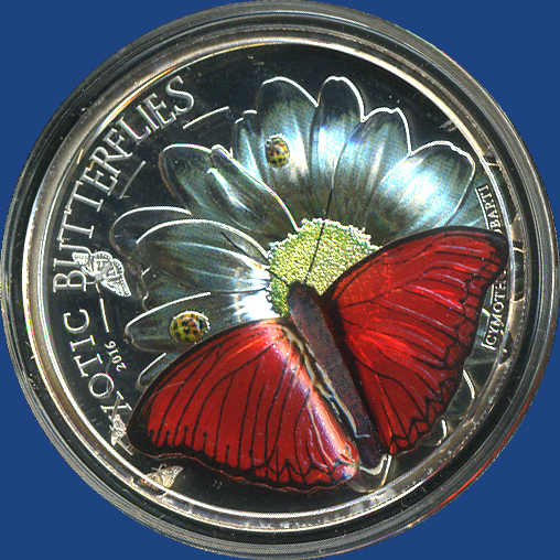 1000 Schilling 3D-Schmetterling "Cymothoe Hobarti" (Roter Gleiter), ...