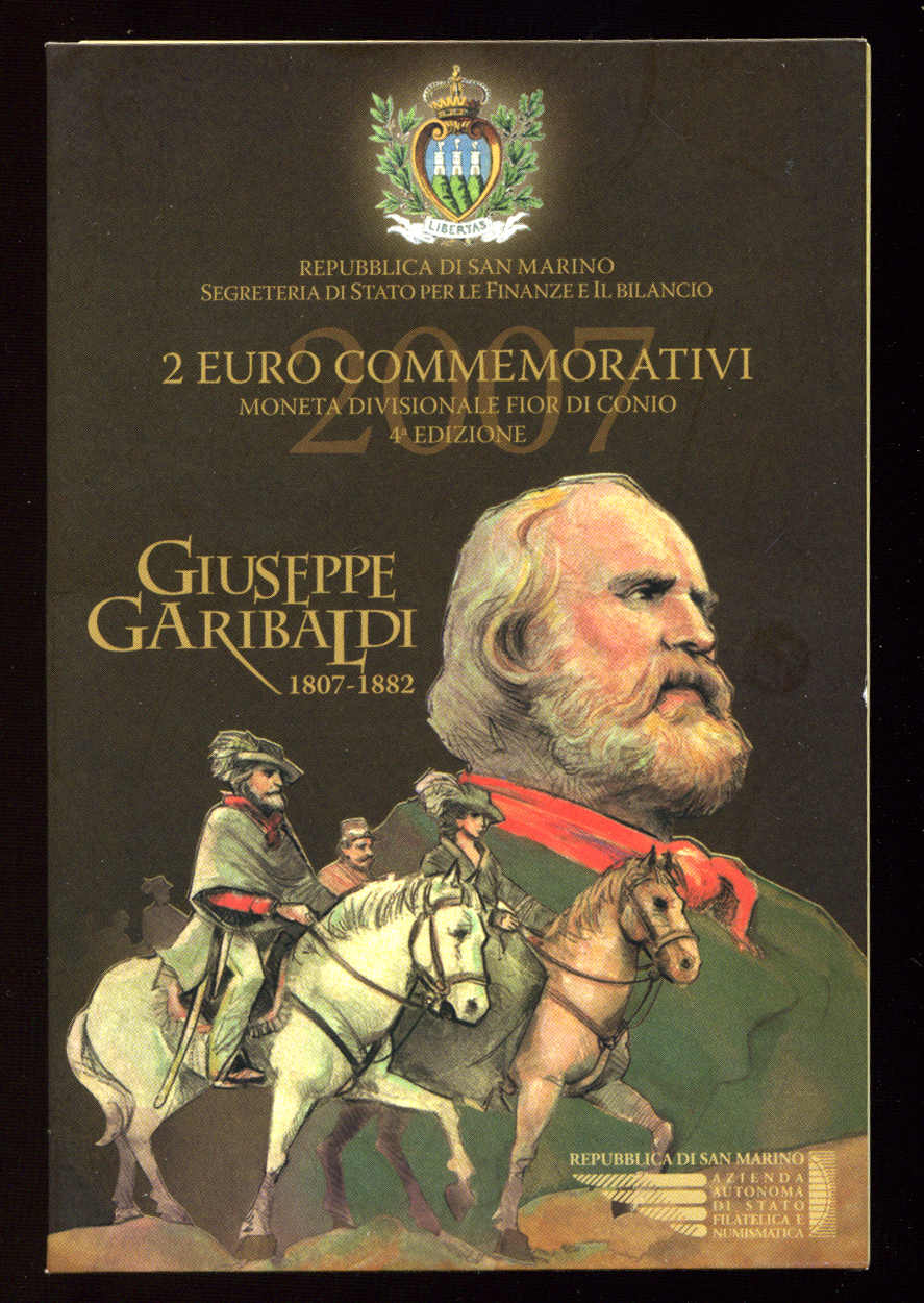 2 €uro Guiseppe Garibaldi, 2007 in Orig'KlappkarteAutomatically ...