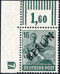 16 Pf Schwarzaufdruck li.o.Ecke (unbeschriftet) m. neg. ...