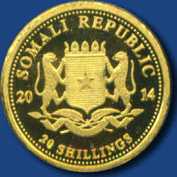 20 Shillings African Wildlife Elefant 2014 - 1/50 Oz Gold in Kapsel, ...
