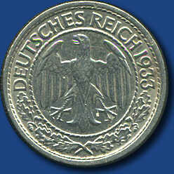 50 RPf Adler, 1933 J / selten!Automatically generated translation:50 ...