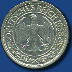 50 RPf Adler, 1938 JAutomatically generated translation:50 RPf eagle, ...