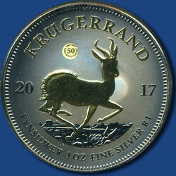 1 Krügerrand 2017, Jubiläum in Black-Ruthenium mit Motiv-Vergoldung ...
