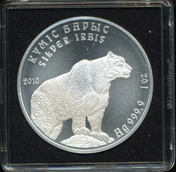 1 Tenge Irbis / Schneeleopard, 2010 / 1 oz Silber gekapselt