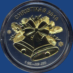 1000 Fr. CFA Weihnachts-Glocken / 1 oz Silber Motiv vergoldet in ...