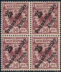 25 P a. 50 Pf lebh´rötl´braun im 4er-Bl., postfr. Luxus