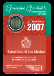 2 €uro Guiseppe Garibaldi, 2007 in Orig'KlappkarteAutomatically ...