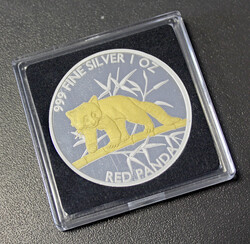 5000 Francs CFA "Red Panda", 2023 / 1 oz Silber, Motiv vergoldet i. ...