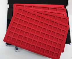 LEUCHTTURM Münzkoffer CARGO L 6 mit 5 roten Tableaus, quadratische ...