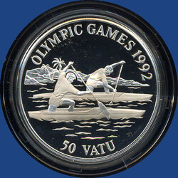 50 Vatu Kanuten / Olympia 1992, Silber gekapselt  Automatically ...