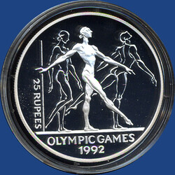SEYCHELLEN: 25 Rupien / Olympia 1992, Silber gekapselt  Automatically ...