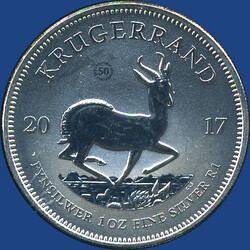 1 Krügerrand Silberunze, zum 50. Jubiläum 2017, min. ...