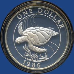 1 Dollar Bedrohte Tierwelt / Suppenschildkröte, 1986 in Kapsel