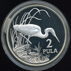 2 Pula Bedrohte Tierwelt / Braunkehlreiher , 1986 in Kapsel