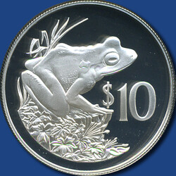 10 Dollar Bedrohte Tierwelt / Fidschifrosch, 1986 - 28,28 g. ...