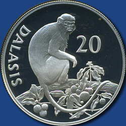 20 Dalasis Bedrohte Tierwelt / Stummelaffe, 1987 - 28,28 g. ...