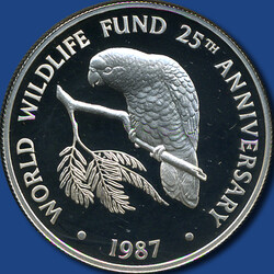 5 Dollar Bedrohte Tierwelt / Weißkopf-Amazone, 1987 - 28,28 g. ...