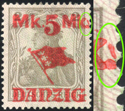 5 M a. 2 Pf Germania m. Aufdruckfehler "Komma statt Punkt", ungebr. ...