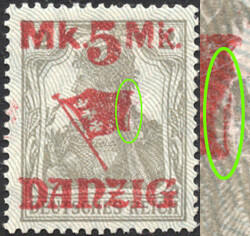 5 M a. 2 Pf Germania m. Aufdruckfehler "zerrissenes Fahnentuch", ...