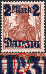 2 M a. 35 Pf Germania m. Aufdruckfehler "N re. gebrochen, ZIG nach ...