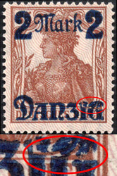 2 M a. 35 Pf Germania m. Aufdruckfehler "IG gebrochen", postfr. Luxus ...