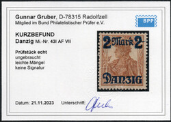 2 M a. 35 Pf Germania m. Aufdruckfehler "M u. k gebrochen, ...