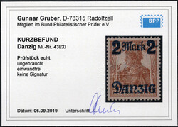 2 M a. 35 Pf Germania m. Aufdruckfehler "M u. k gebrochen, ...