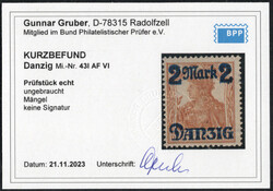 2 M a. 35 Pf Germania m. Aufdruckfehler "2 ausgefranst", ungebr. ...