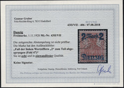 2 M a. 35 Pf Germania m. Aufdruckfehler "Fuß li. Wertziffer 2 ...