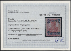 2 M a. 35 Pf Germania m. Aufdruckfehler "Füße beider Wertziffern 2 ...