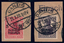 1919 Kriegsgeschädigte als Vorläufer, je als Luxus-Bfstck. tiefst ...