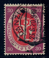 30 Pf Nationalversammlung als Mitläufer, rundgestpl. Pracht, gepr. ...